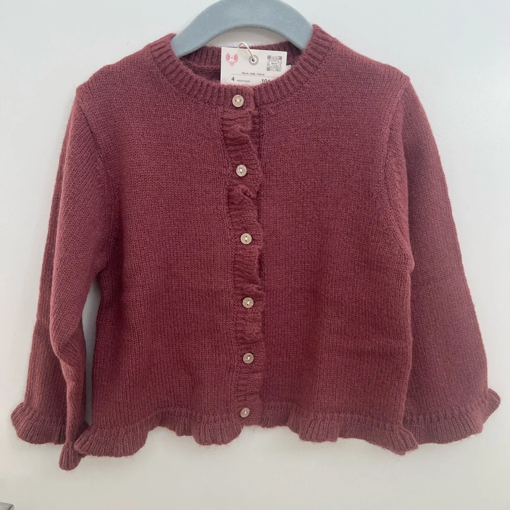 Zara Kids Ruffled Cardigan - Mauve - Picture 3 of 7
